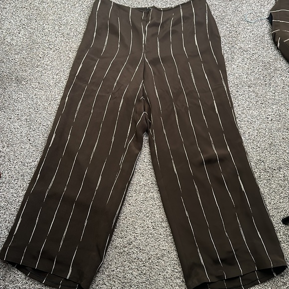 Jones New York brown beige slik pants suits size 16w - Picture 12 of 15